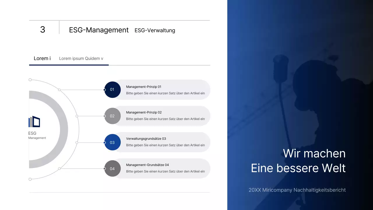 Einfache Unternehmensinfografik mit blauen und grünen Farbverläufen