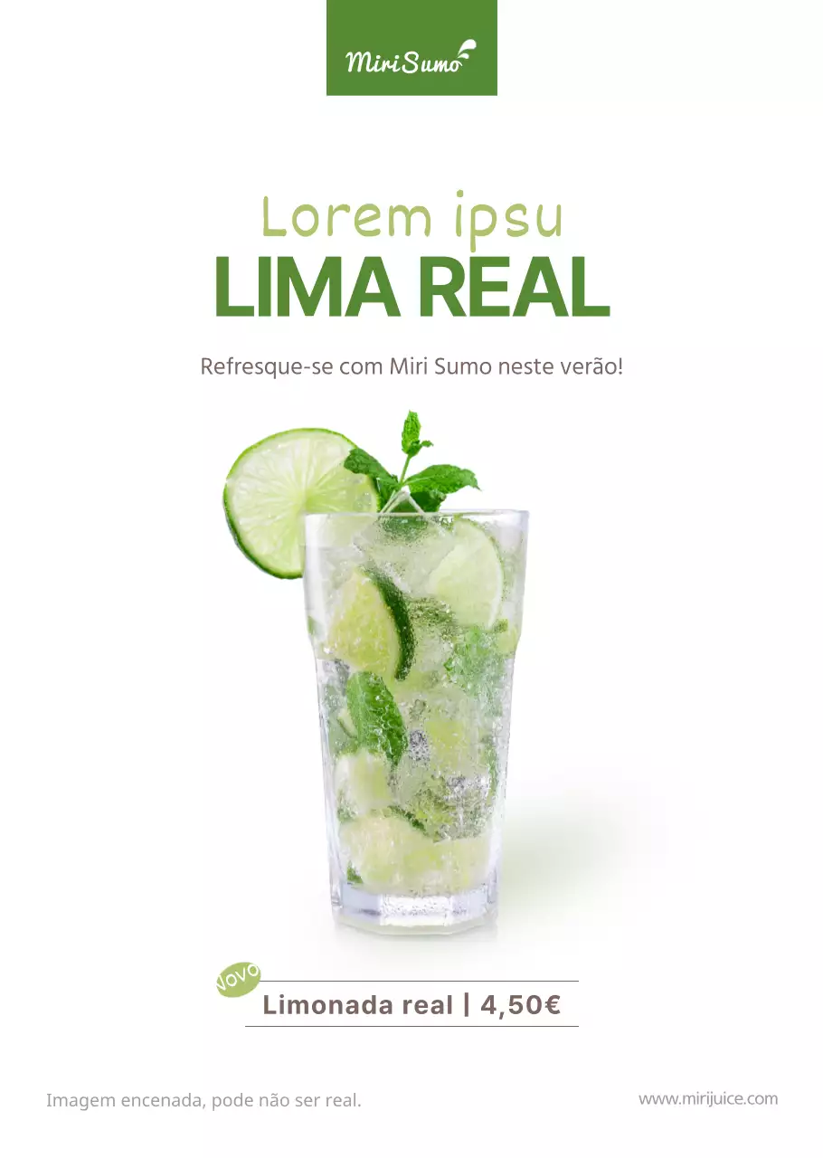 Promova as bebidas de verão num estilo limpo e verde-limão