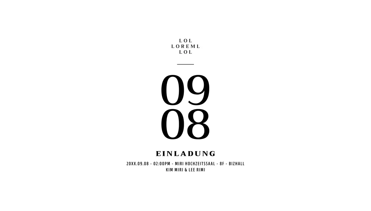 Für ein einfaches Konzept Hochzeitseinladung mit dem Datum in schwarz hervorgehoben