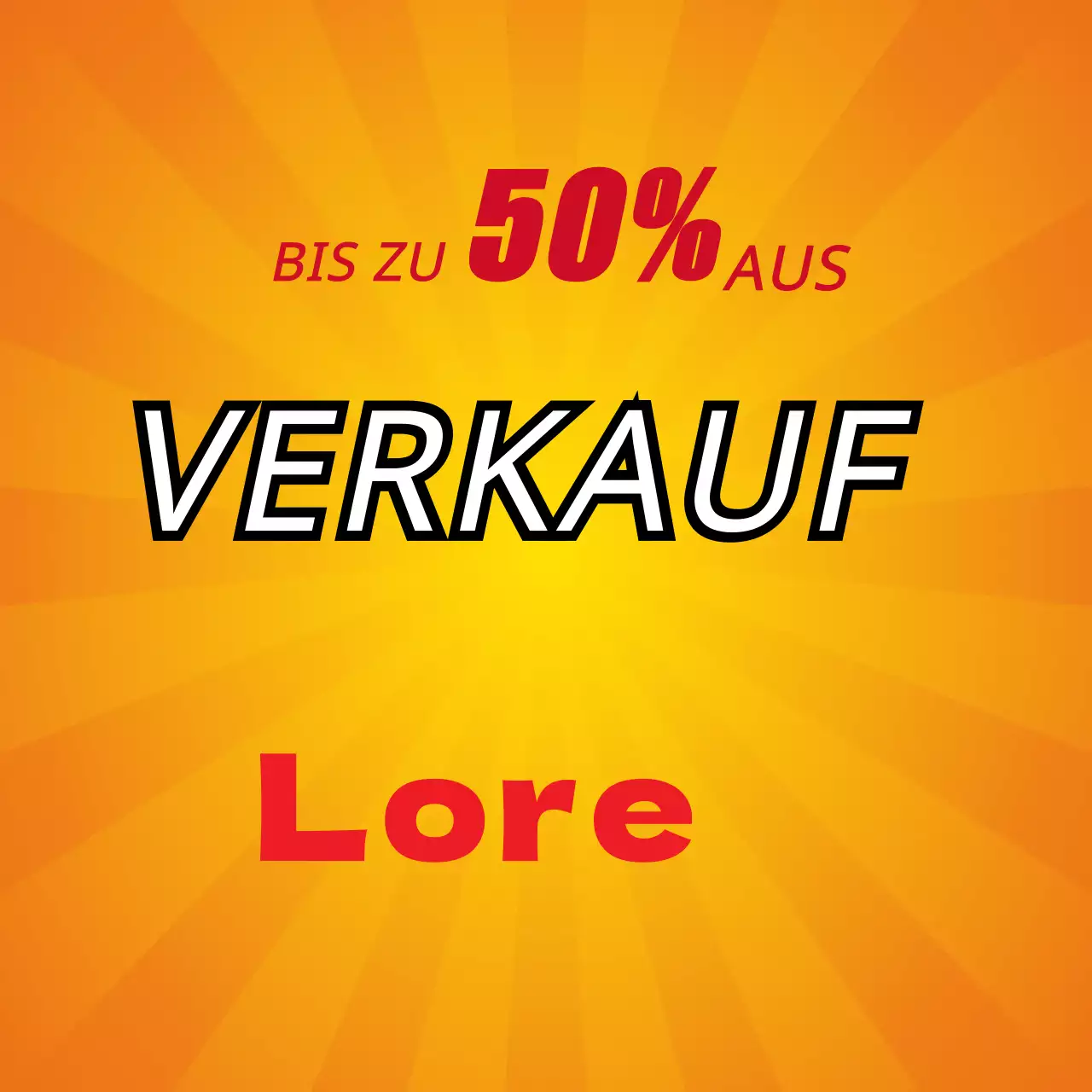 Hervorgehobene Verkaufsanzeige mit orangefarbenem Text