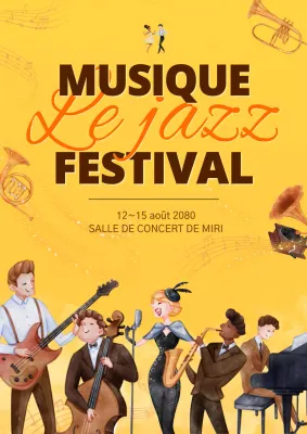 Festival de jazz sur fond jaune
