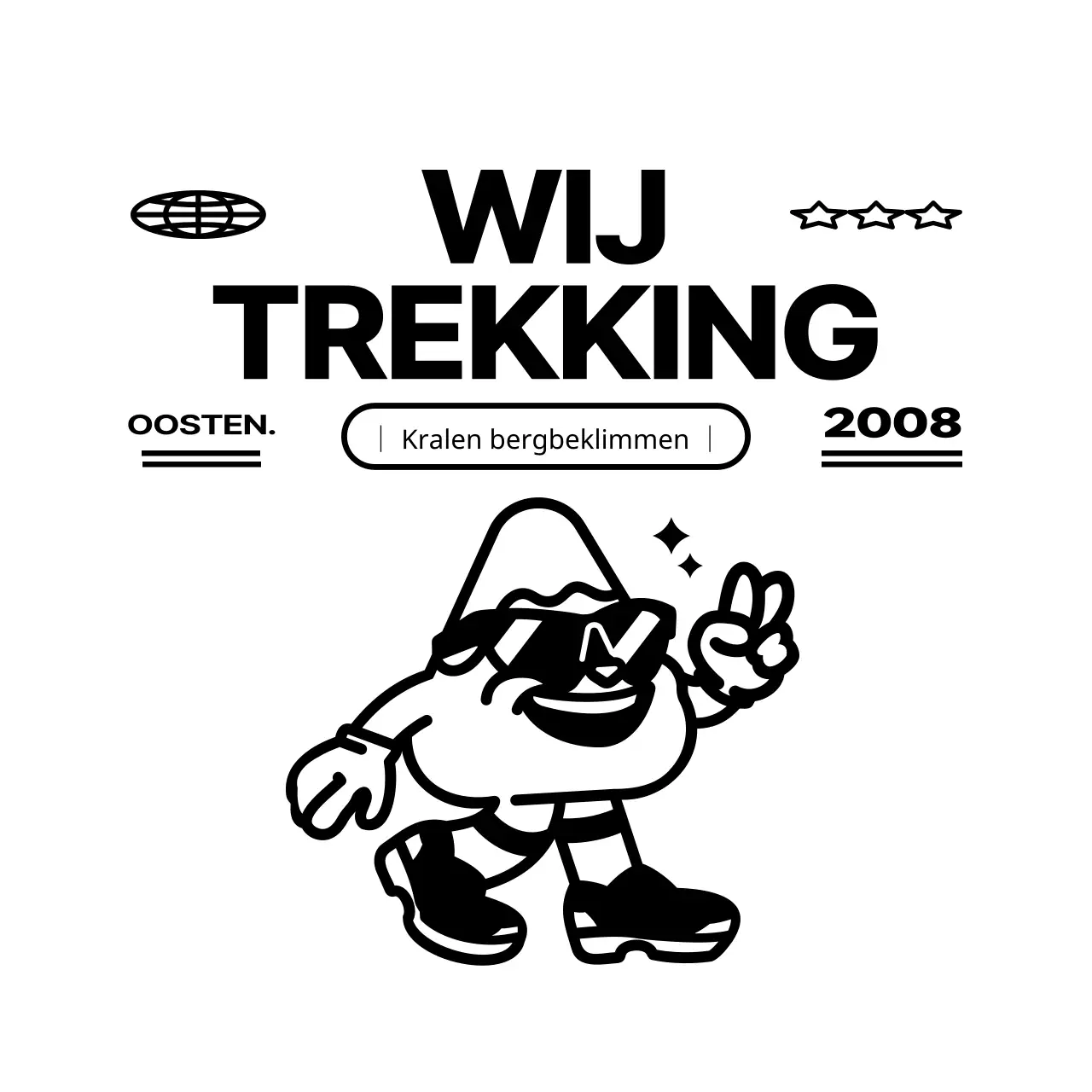 Hip berg karakter concept bergbeklimmen groep t-shirt