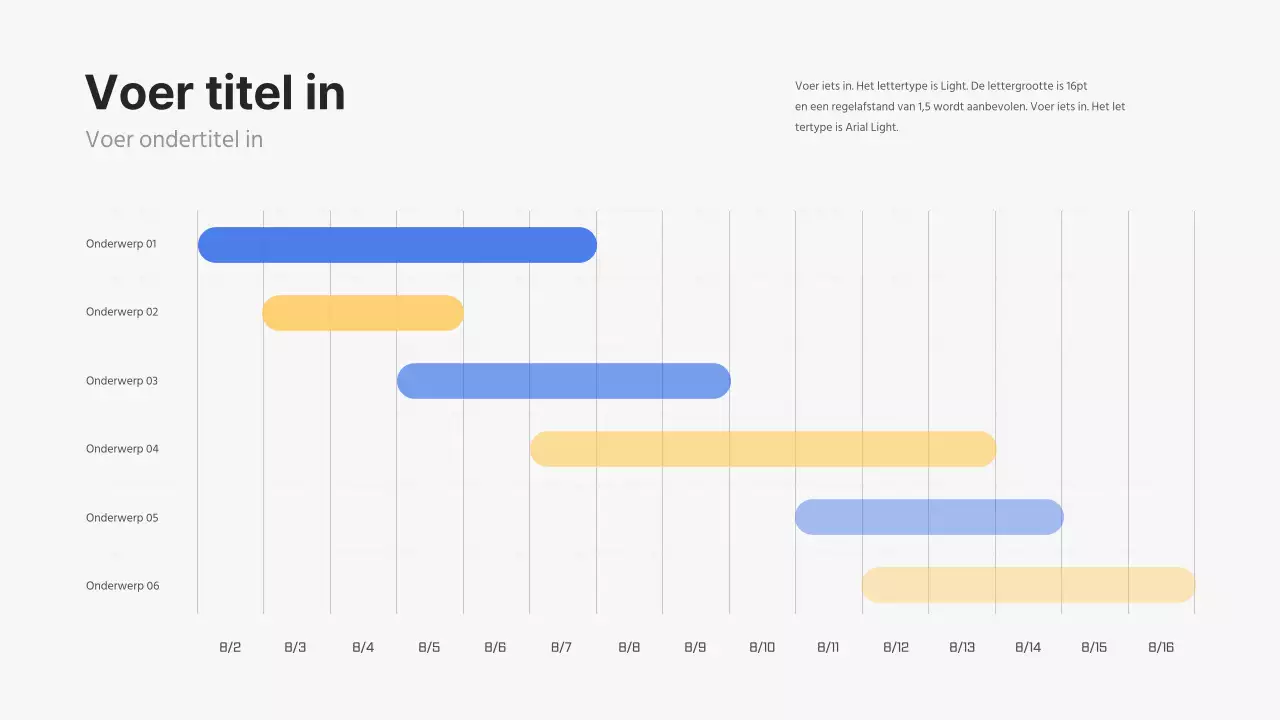 Schoon conceptueel Gantt-diagram in blauw en geel
