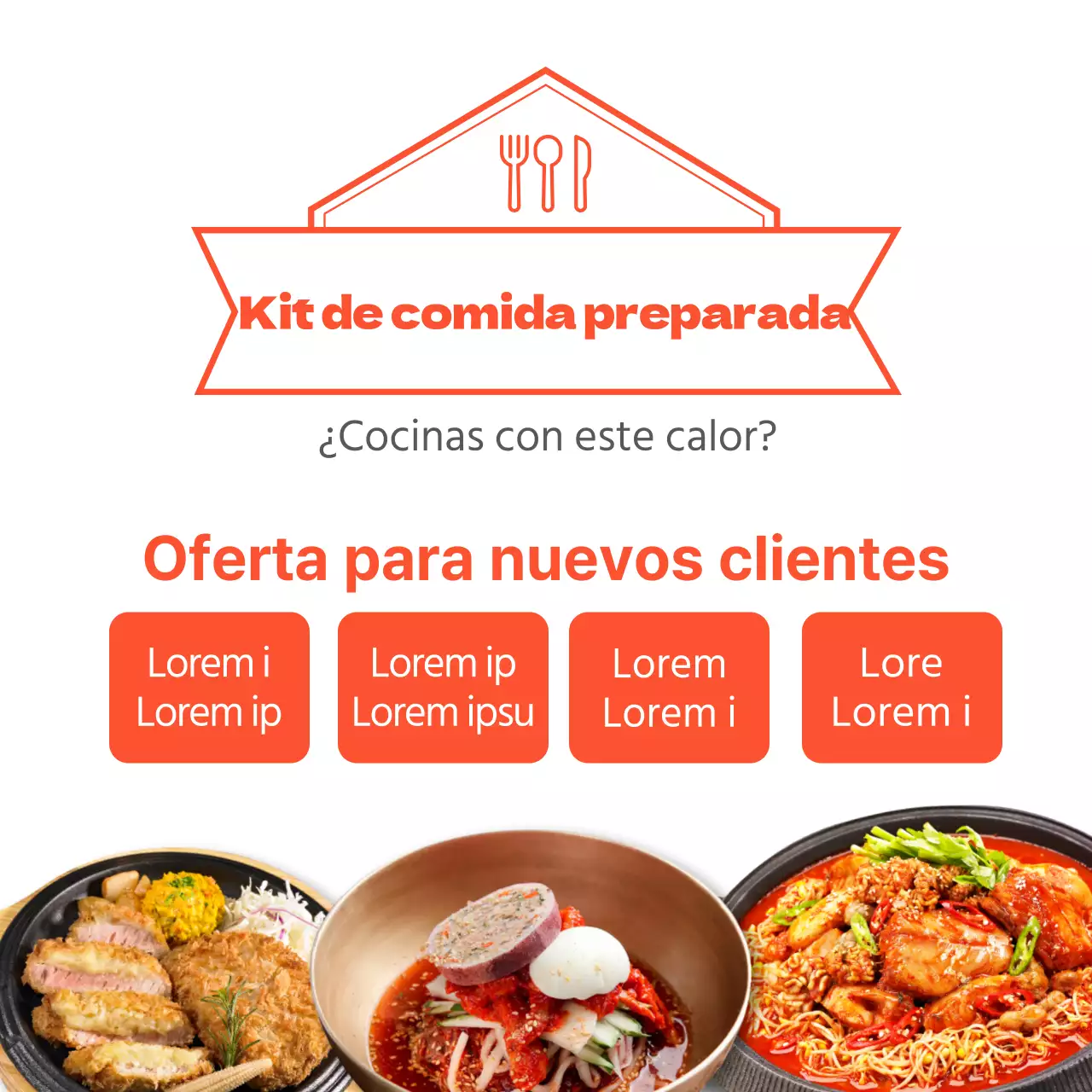 Promoción de la oferta de kit de comida naranja para primeros compradores