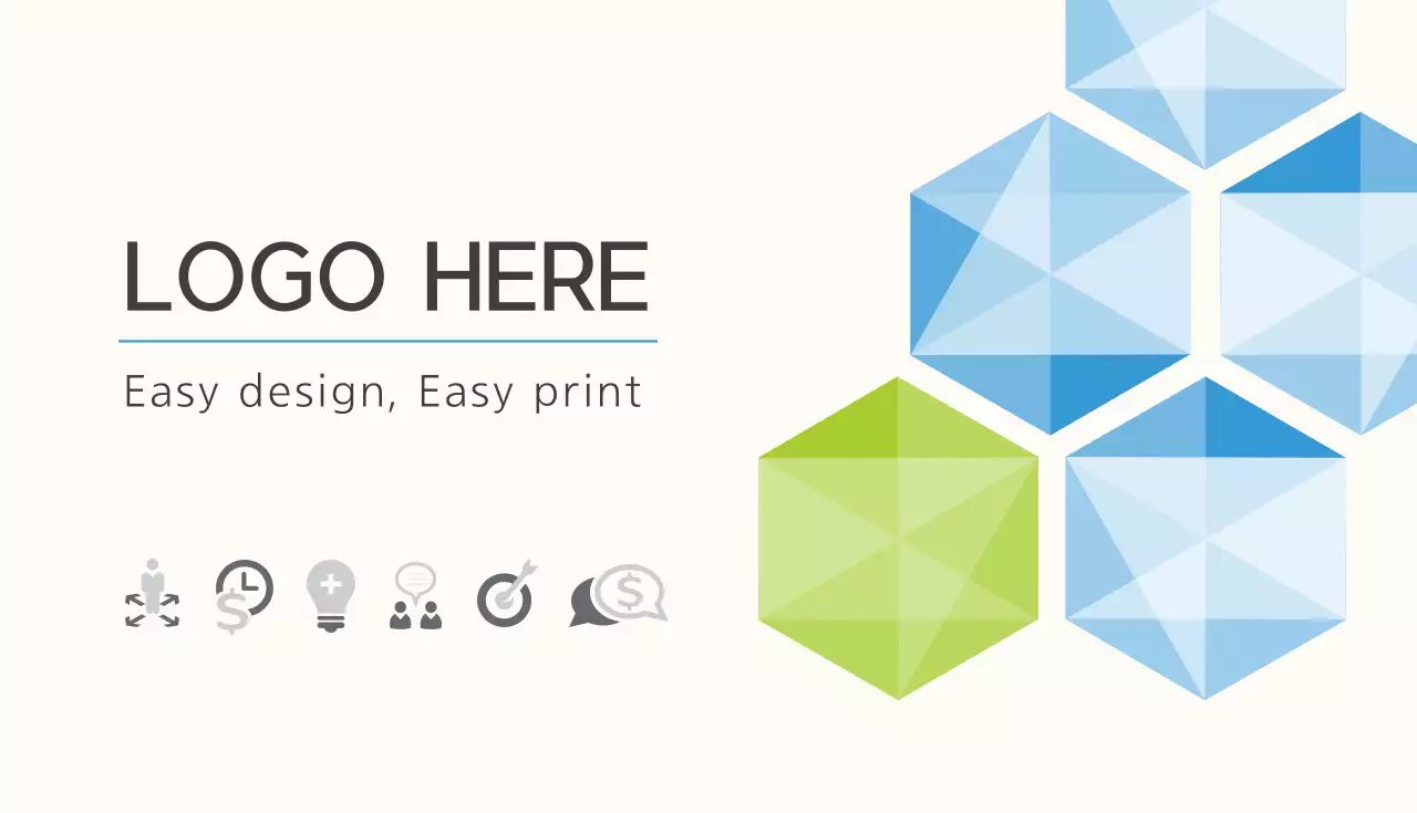 青 シンプル ビジネス 名刺