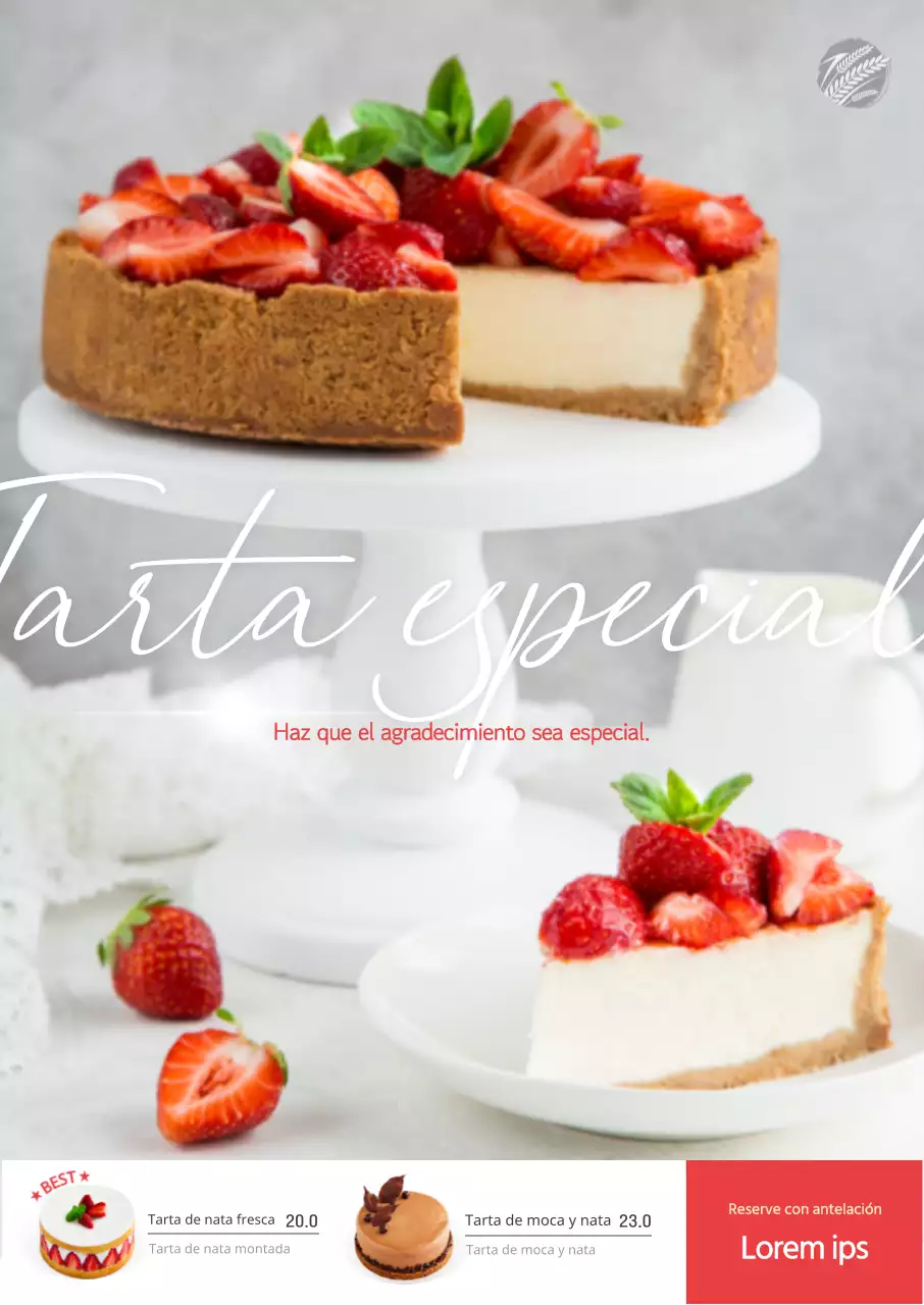 Descuento en la reserva de la tarta de fresas rojas