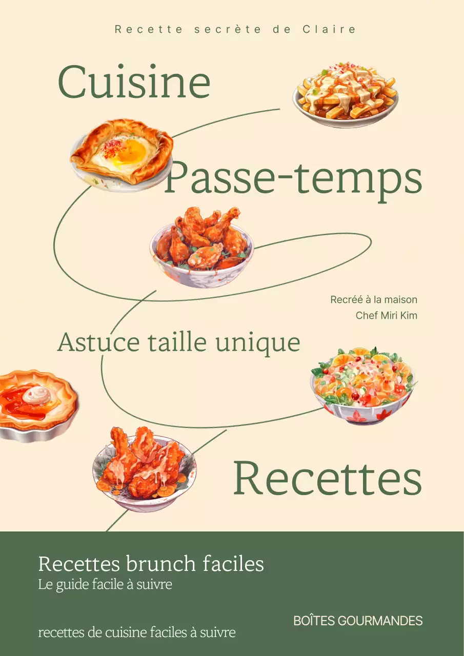 Livre de recettes avec illustrations beiges et sentimentales