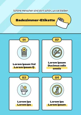 Hellblau-gelber Leitfaden für saubere und ordentliche Toilettengänge