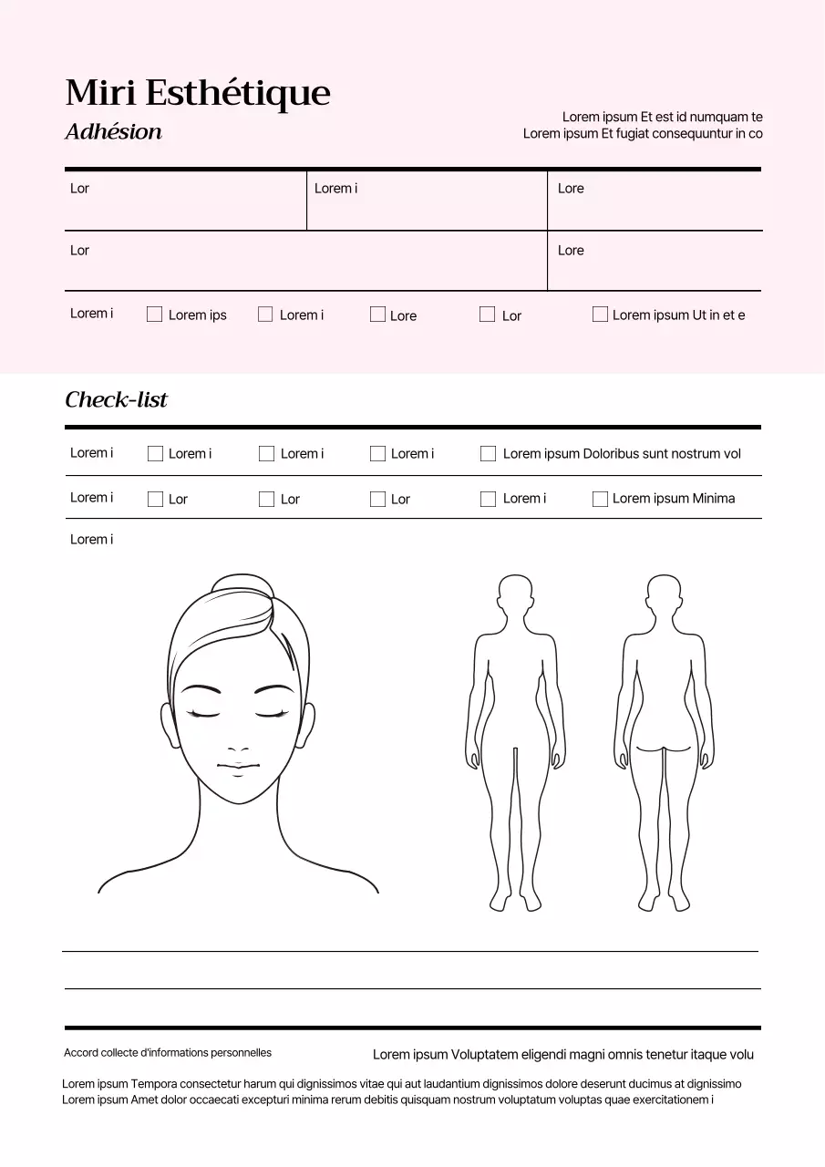 Liste de contrôle de la consultation esthétique rose