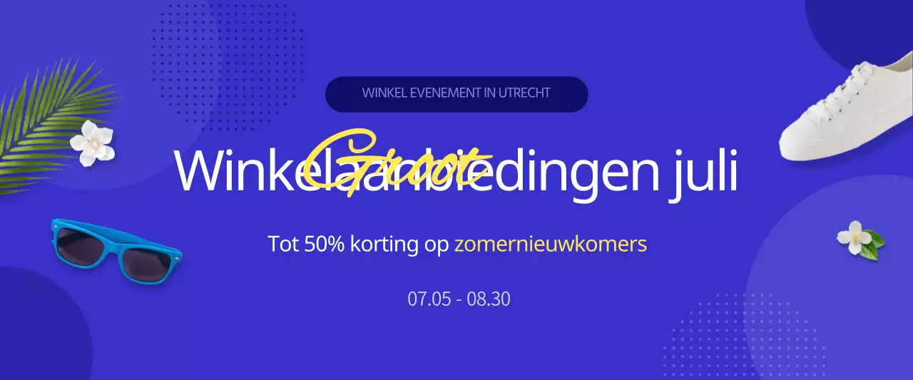Promoot je zomerse shoppingevenement met een eenvoudig blauw concept