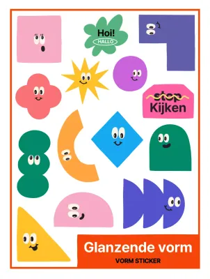 Schattig gevormde figuurtjes met verschillende uitdrukkingen in kleurrijke kleuren