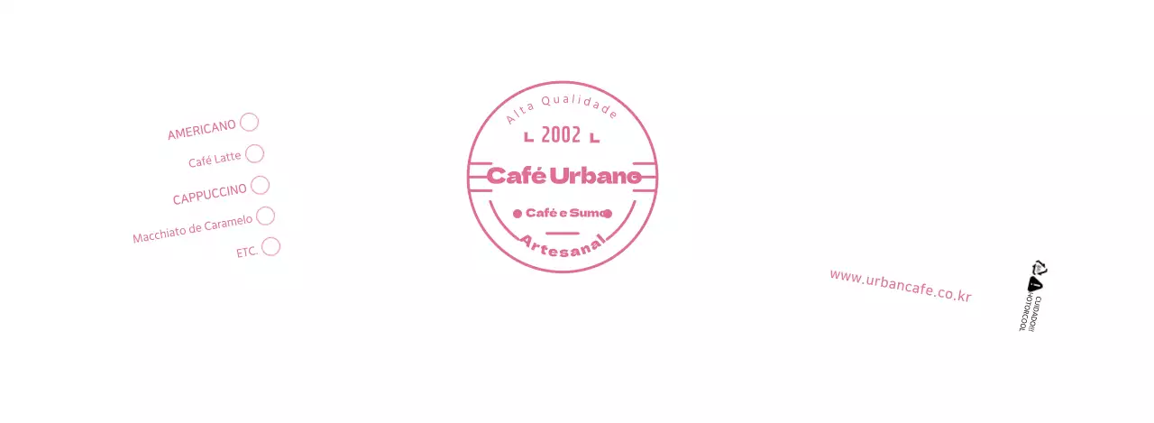 Café com símbolos brancos e cor-de-rosa