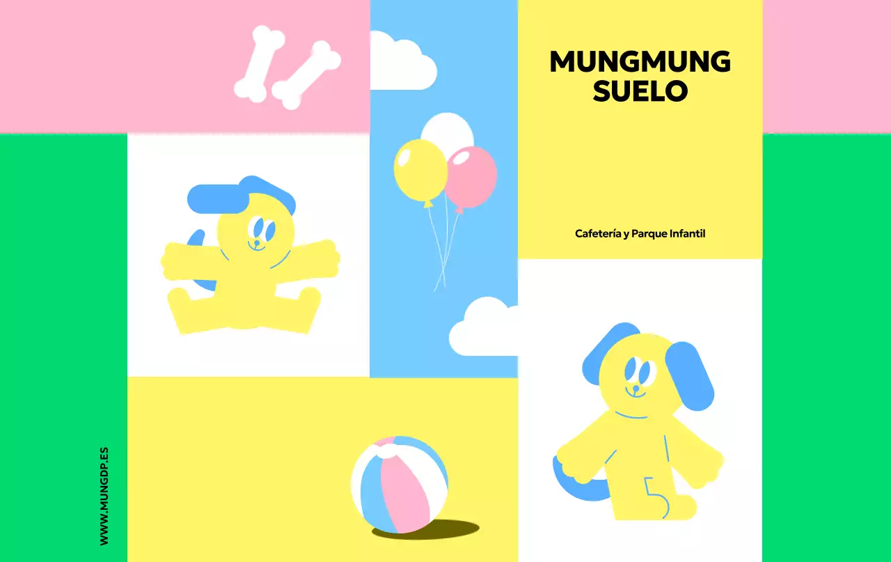 Promociona el patio de recreo de tu perro con simpáticas ilustraciones y vivos colores