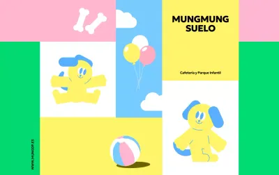 Promociona el patio de recreo de tu perro con simpáticas ilustraciones y vivos colores