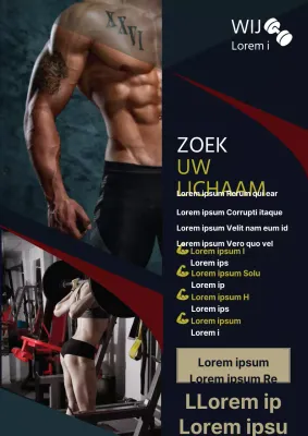 Zwarte en gestroomlijnde flyer voor fitnesslessen