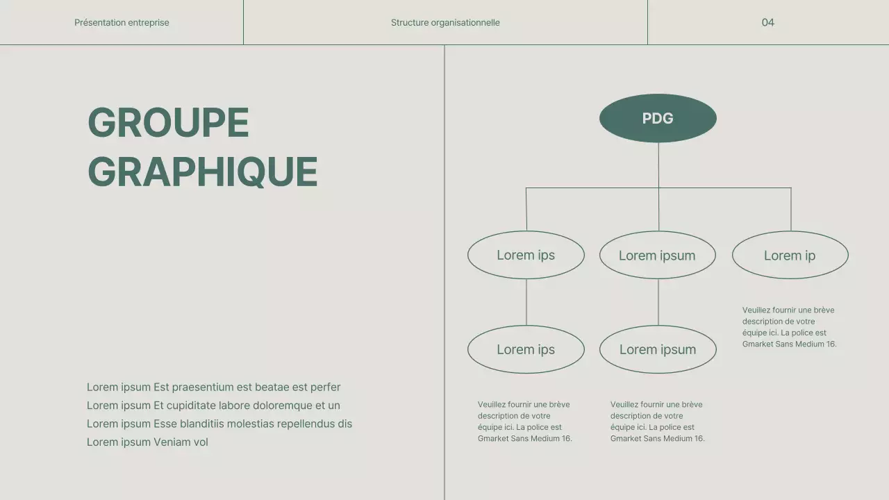Un profil d'entreprise simple, vert et beige