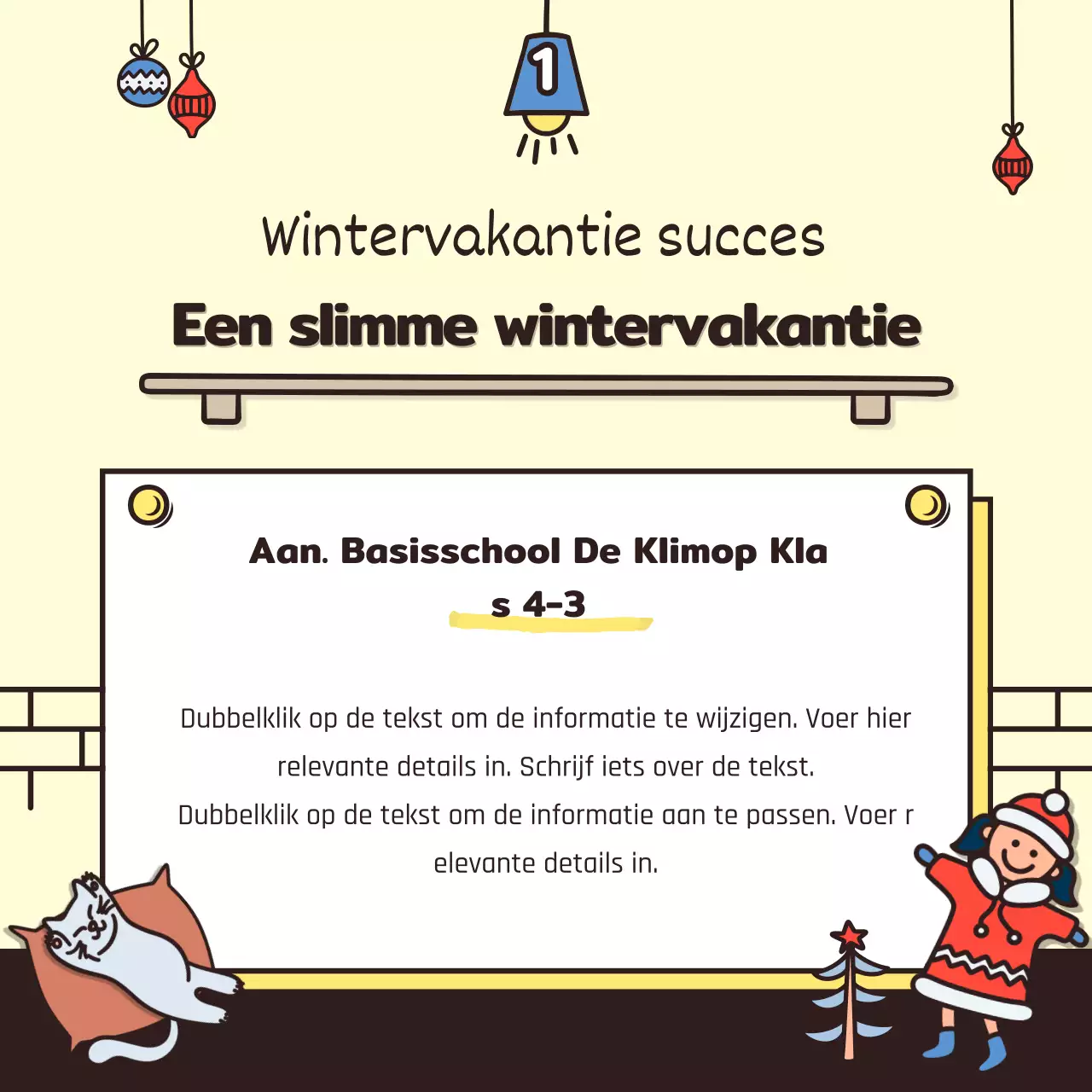 Wintervakantie met schattige illustraties in beige