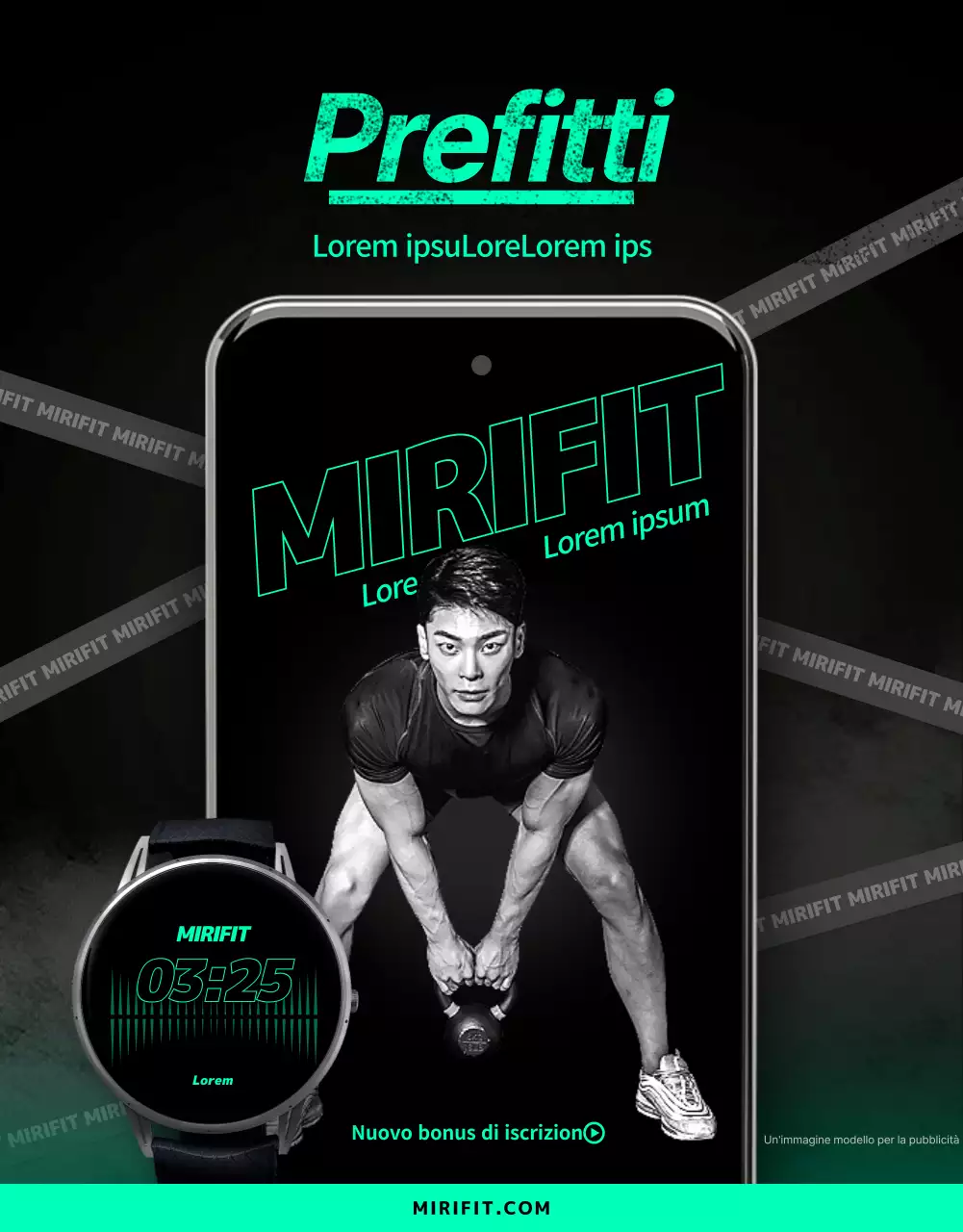 Servizio di app per l'allenamento a casa sportiva, nera e menta