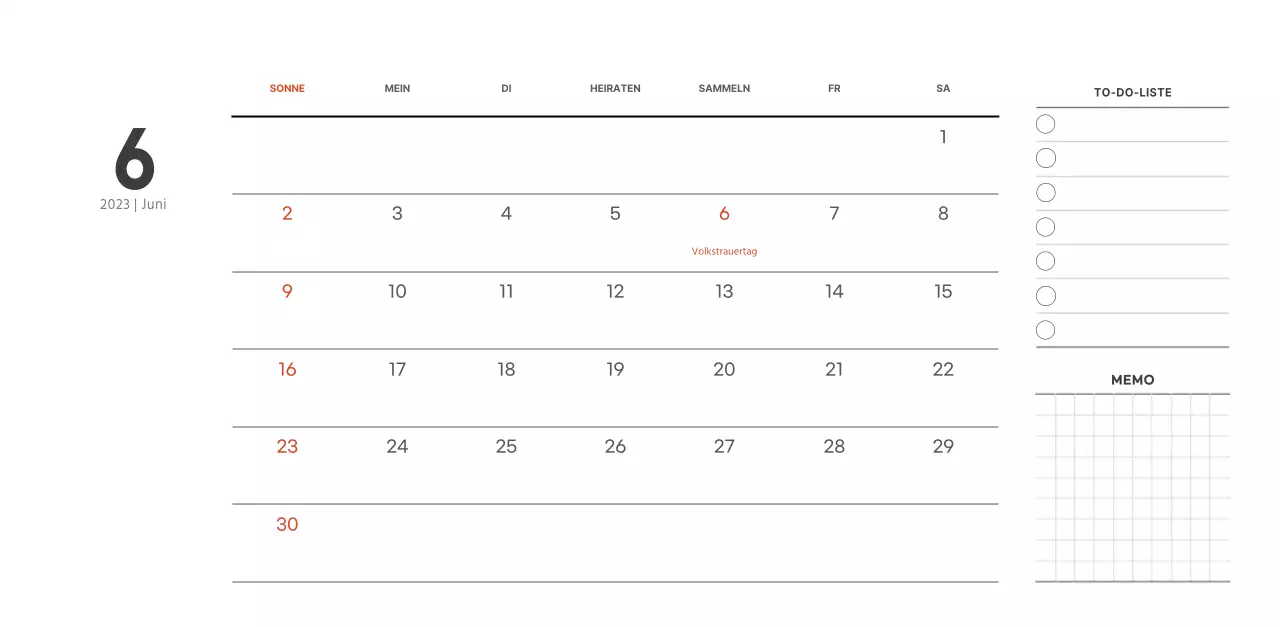 Café-Kalender im einfachen, modernen Stil