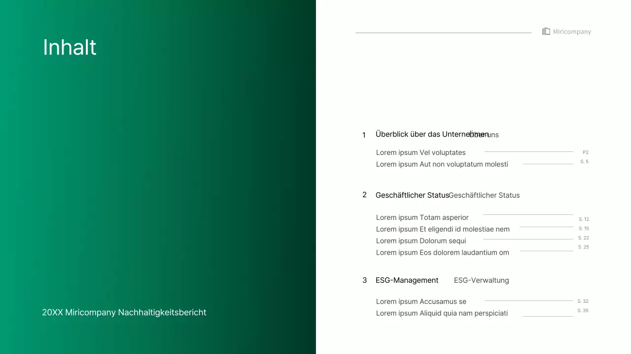 Einfache Unternehmensinfografik mit blauen und grünen Farbverläufen