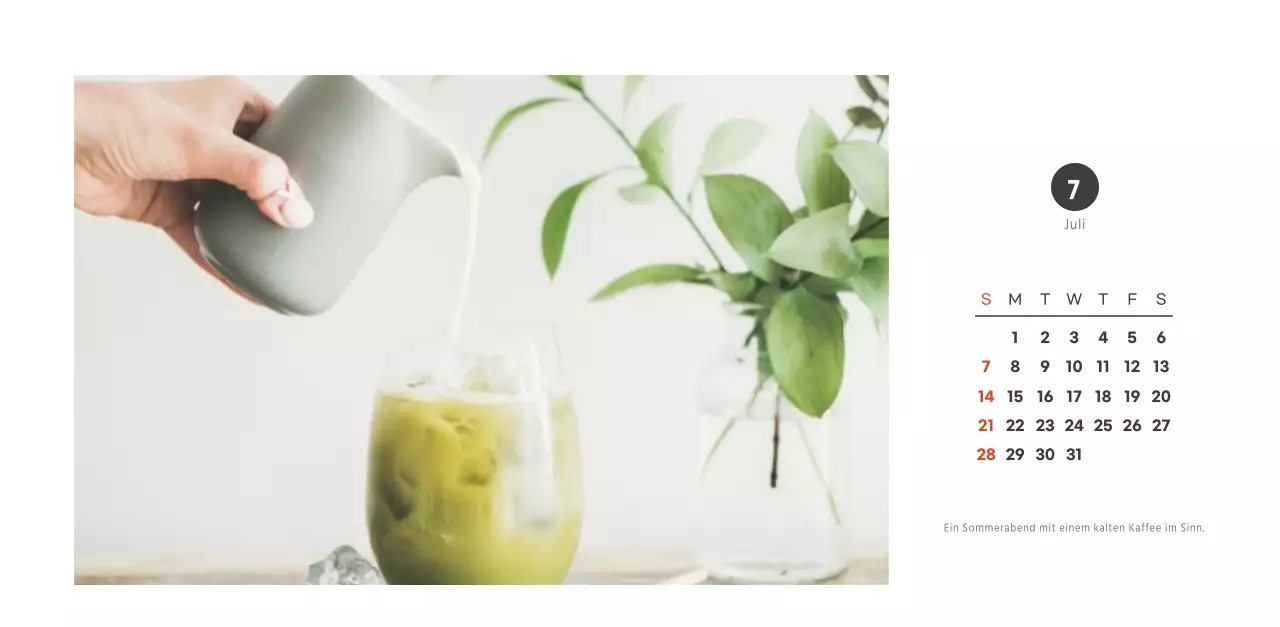 Café-Kalender im einfachen, modernen Stil