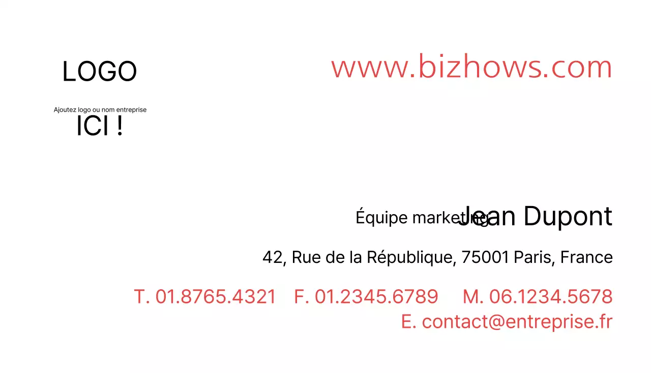 Cartes de visite horizontales