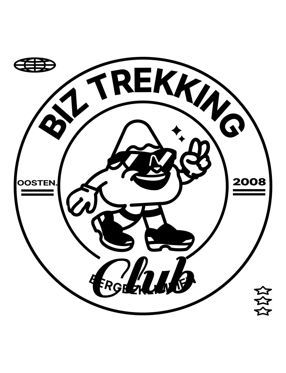 Hip berg karakter concept bergbeklimmen groep t-shirt