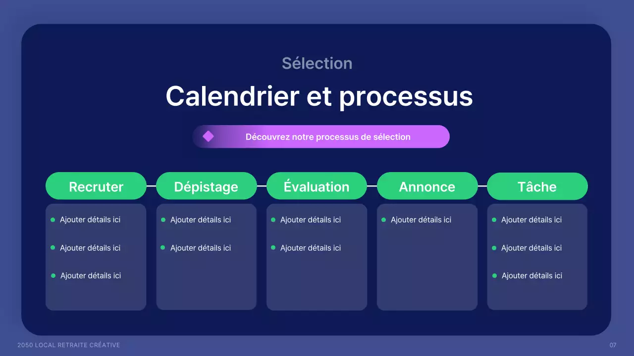 Recrutement de créatifs locaux avec des formes en bleu marine et des couleurs d'accentuation
