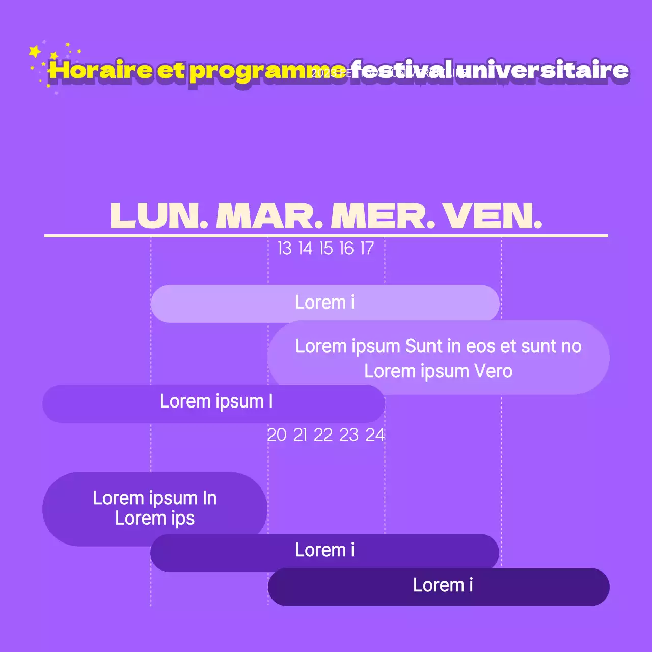 Calendrier des festivals de l'université