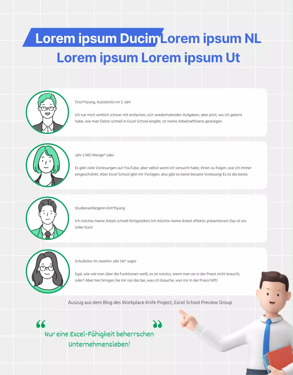 Einführung in den kitschigen grün-blauen Excel-Selbsthilfe-Online-Kurs