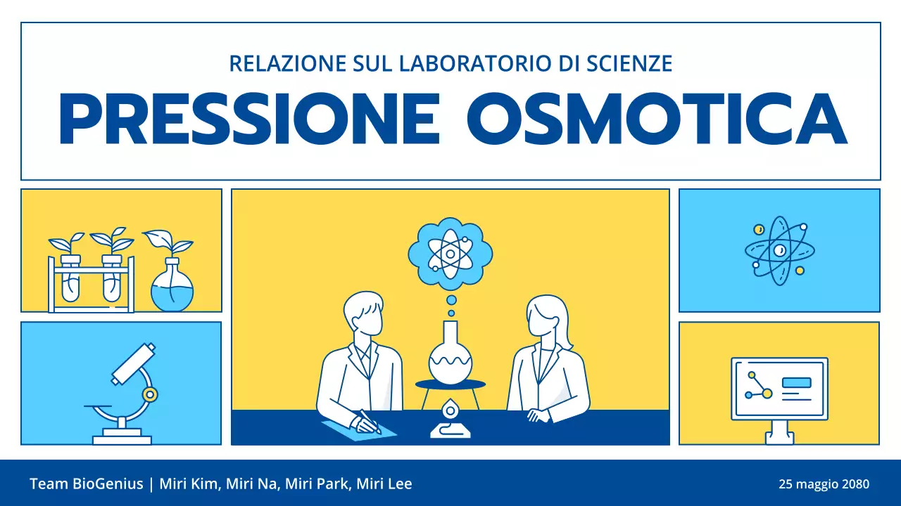 Luce blu e giallo linea illustrazione pulita scienza esperimento educazione classe tema di presentazione