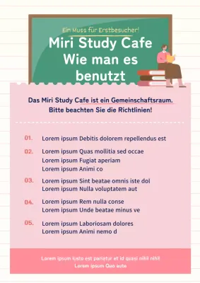 Ein Café-Schild mit einem rosa und grünen Kreidetafelmotiv