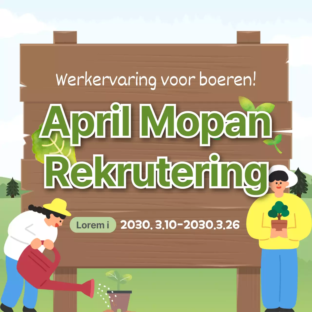 Geïllustreerde Spring Seedling Trial Oproep Social Media