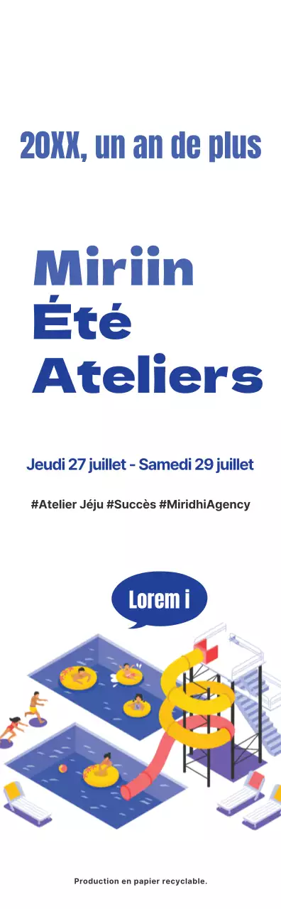 Illustration simple en bleu marine et bleu clair Sur l'atelier d'été