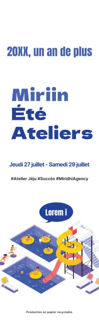 Illustration simple en bleu marine et bleu clair Sur l'atelier d'été