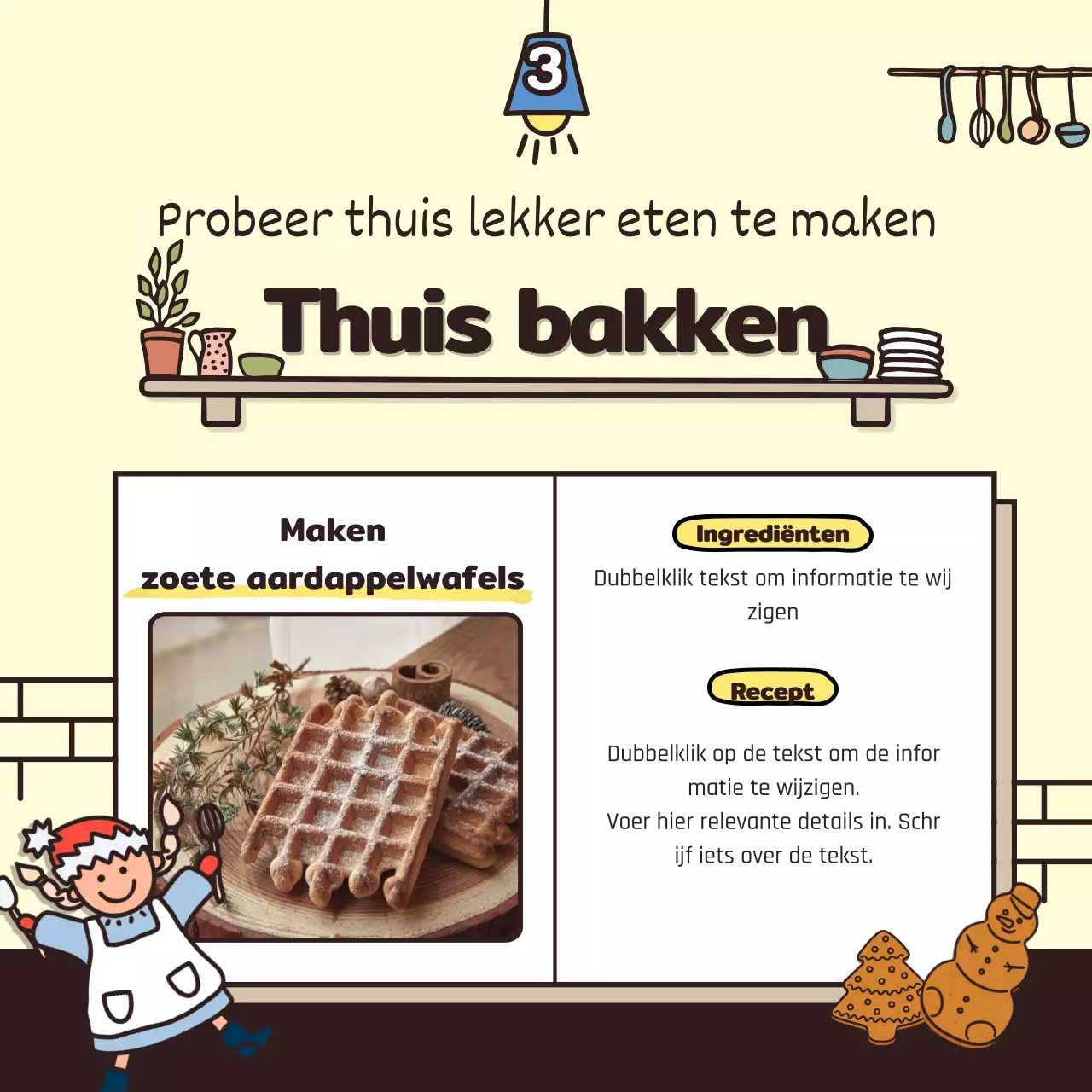 Wintervakantie met schattige illustraties in beige