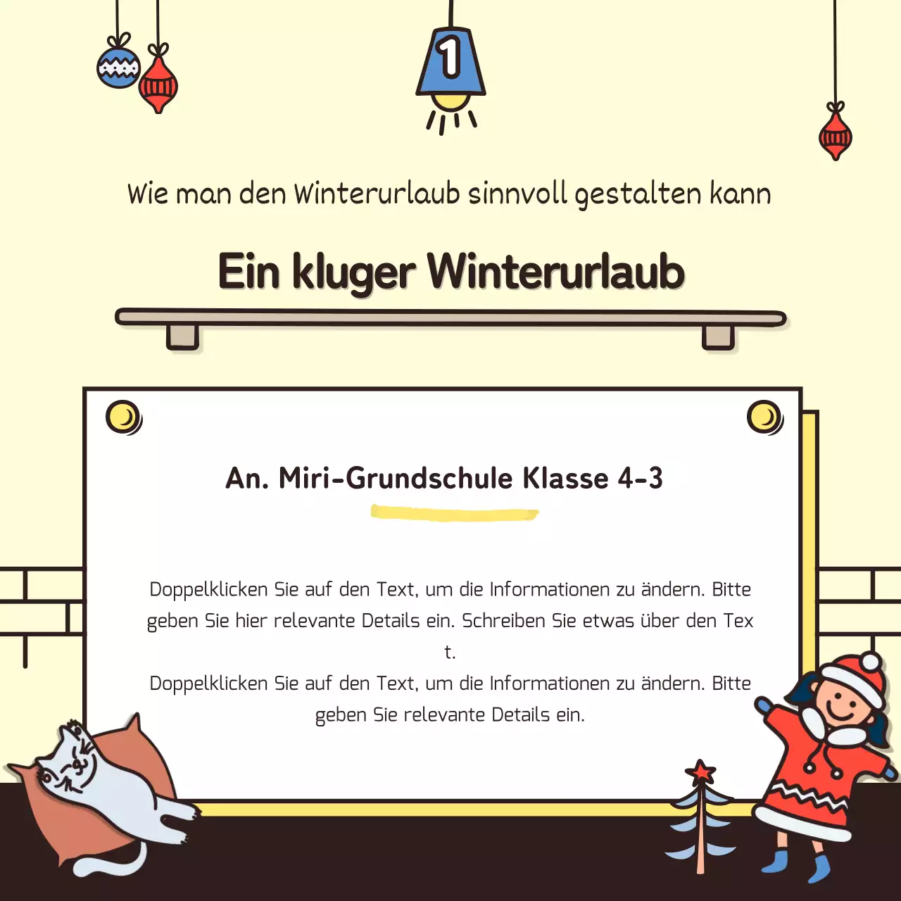 Winterurlaub mit niedlichen Illustrationen in Beige