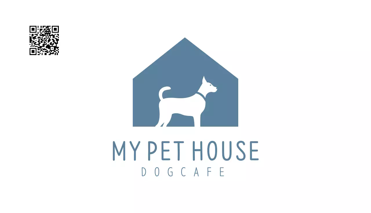 青 シンプル ペット 看板 名刺