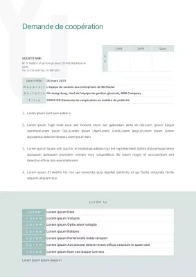 Une demande de coopération propre et épurée dans des tons verts apaisants