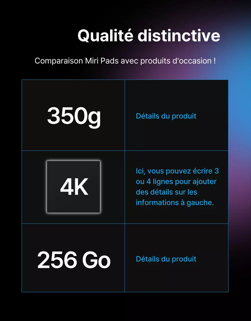 Black Blue Point Page de petites annonces simple et élégante (page détaillée)