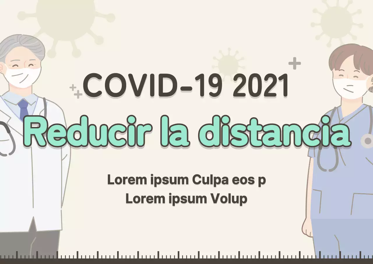 Coronavirus distanciándose en menta y beige rosado