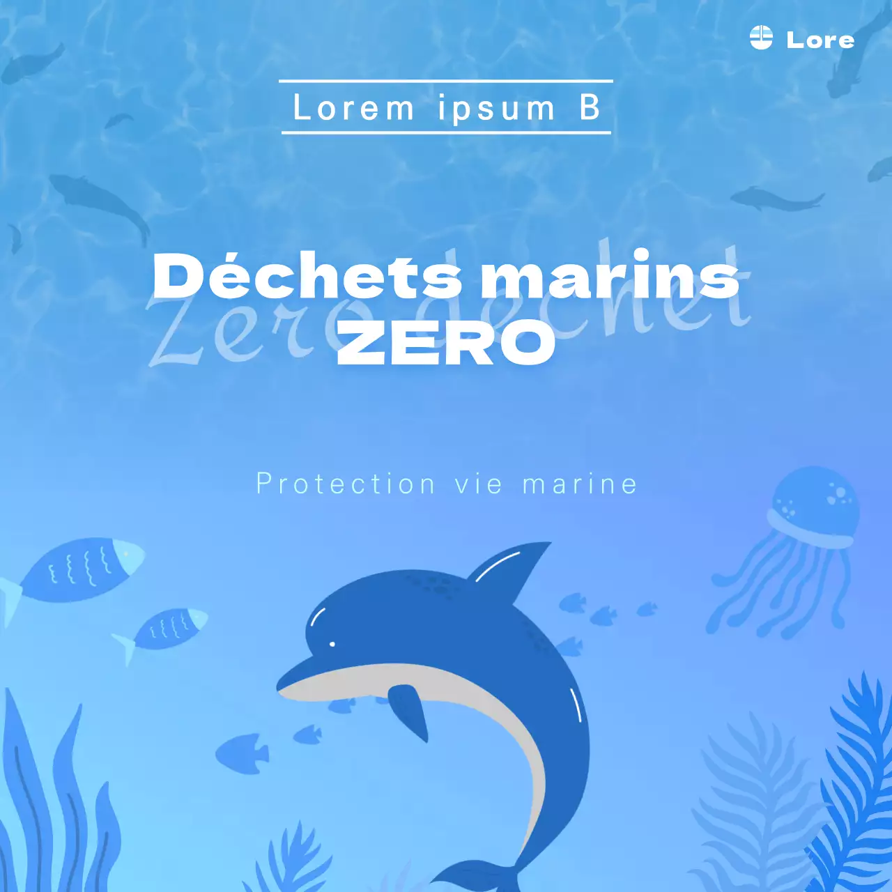 Débris marins dans le flux Instagram bleu marine
