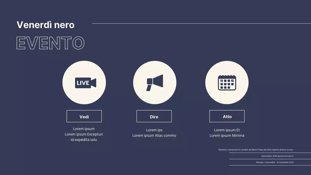 Organizzatore di eventi del Black Friday per un moderno centro commerciale in blu e beige