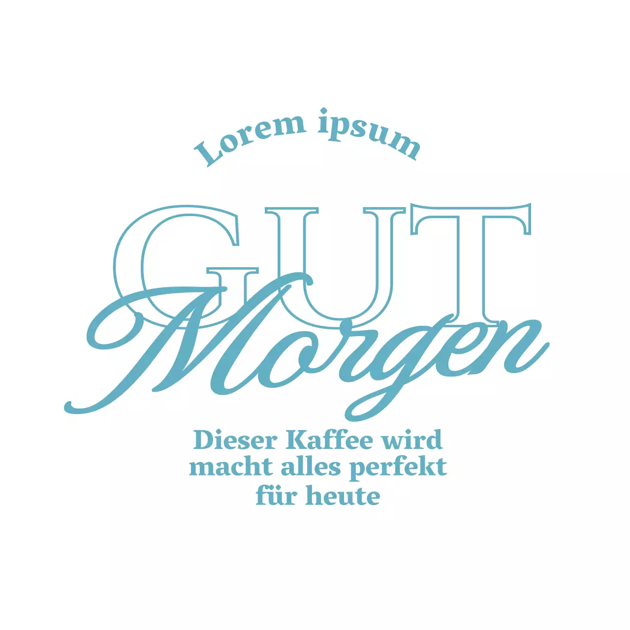 Cafe-Ware mit hellblauem, emotionalem Konzepttext