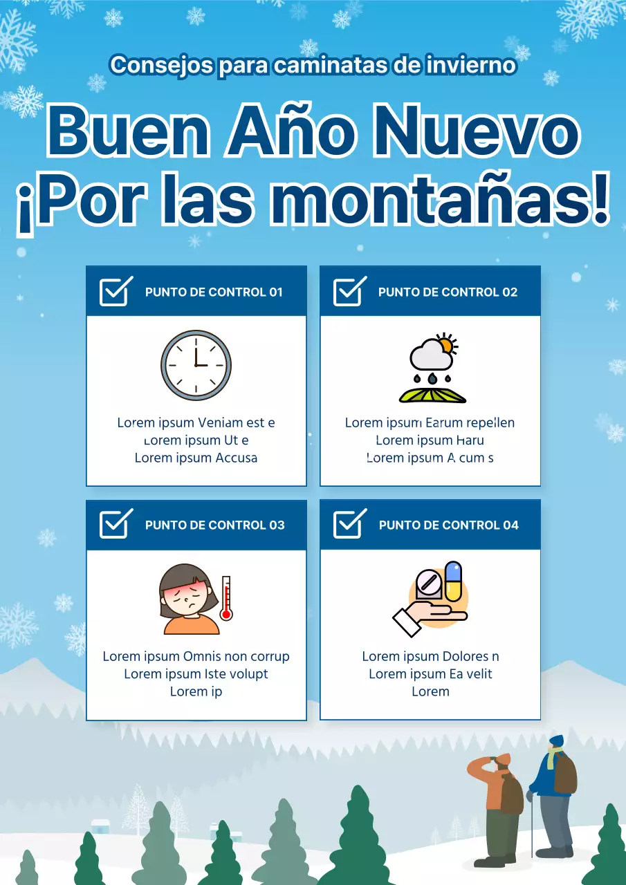 Una caminata de Año Nuevo con un bonito concepto ilustrado