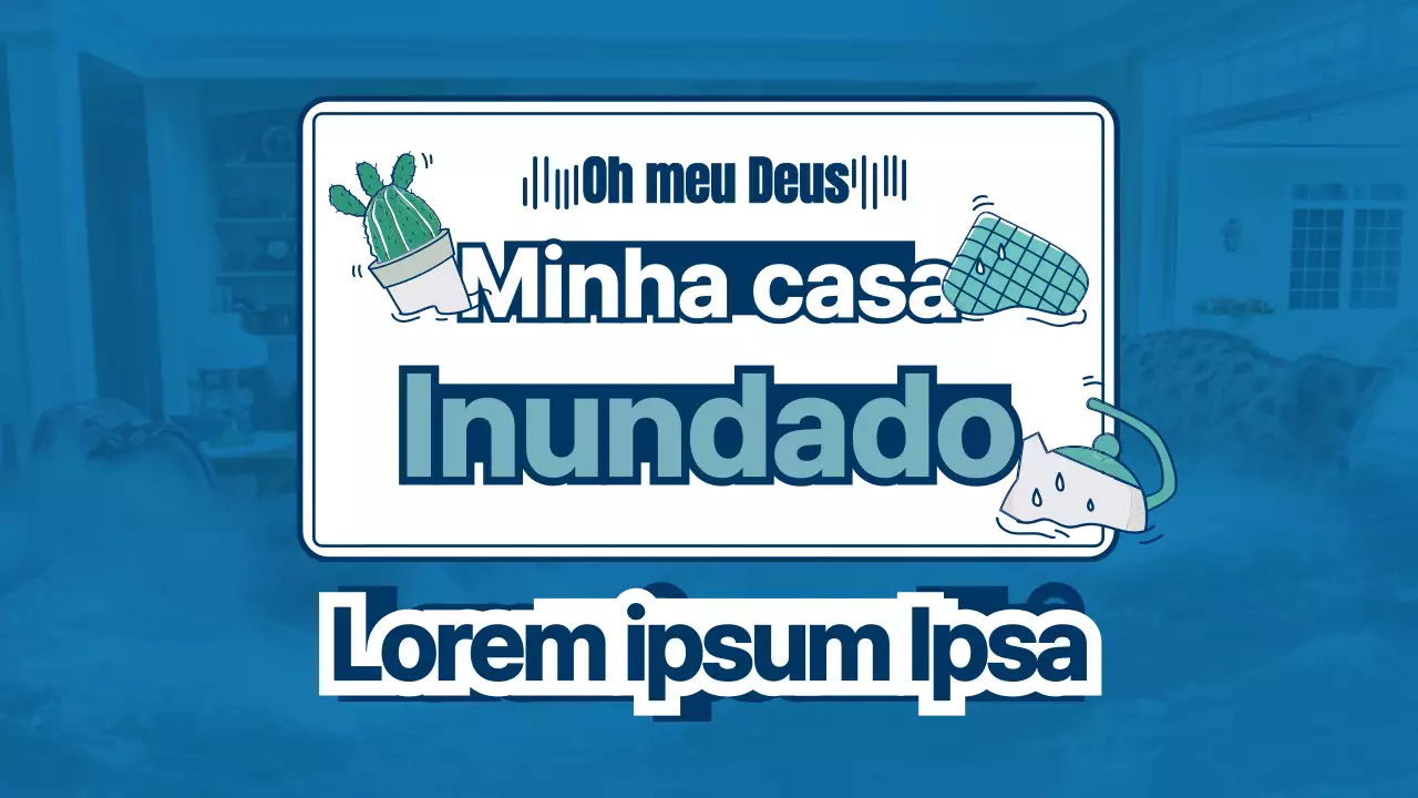 Tema de partilha de informações sobre recuperação de inundações com combinação de ilustração e fundo fotográfico turquesa