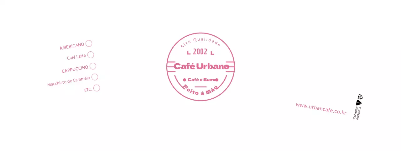Café com símbolos brancos e cor-de-rosa