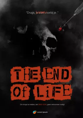 Een eenvoudige zwart-rode anti-drugscampagnepost