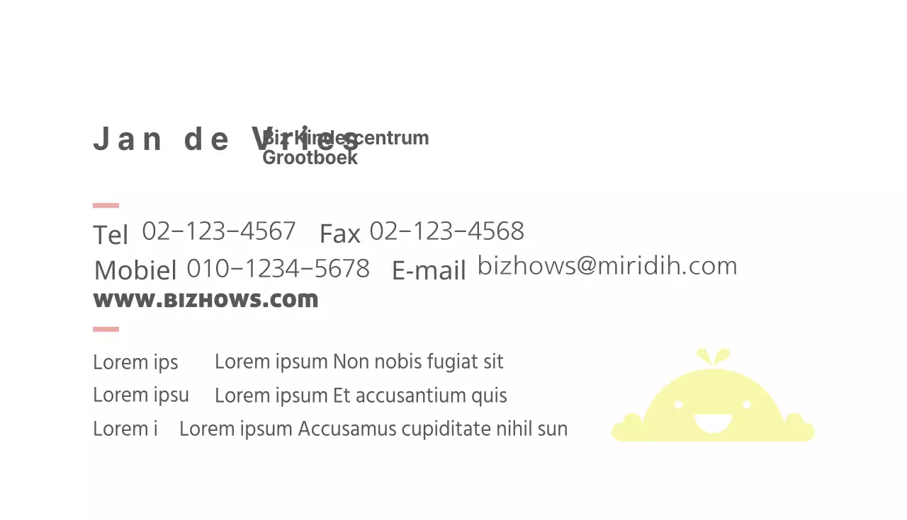 Biz Peuterschool Directeur Visitekaartje