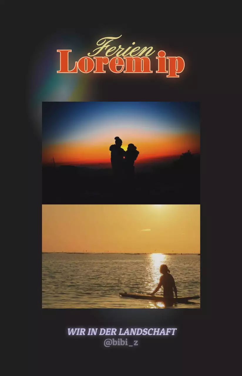 Emotionaler Sonnenuntergang Konzept Fotokarte Rahmen in schwarz und gelb